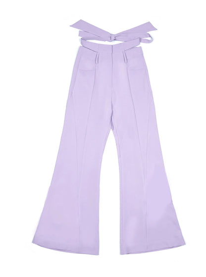 Slim Flared Waist Design Wide Pants