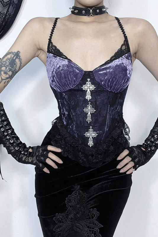 Gothic Purple Scami Fishbone Corset Top