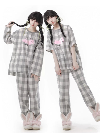 Check Cotton Soft Casual Loungewear Pajamas