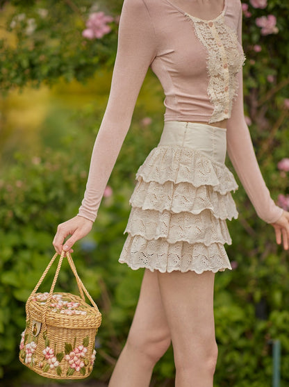 High Waist Tiered Retro Girly Skirt