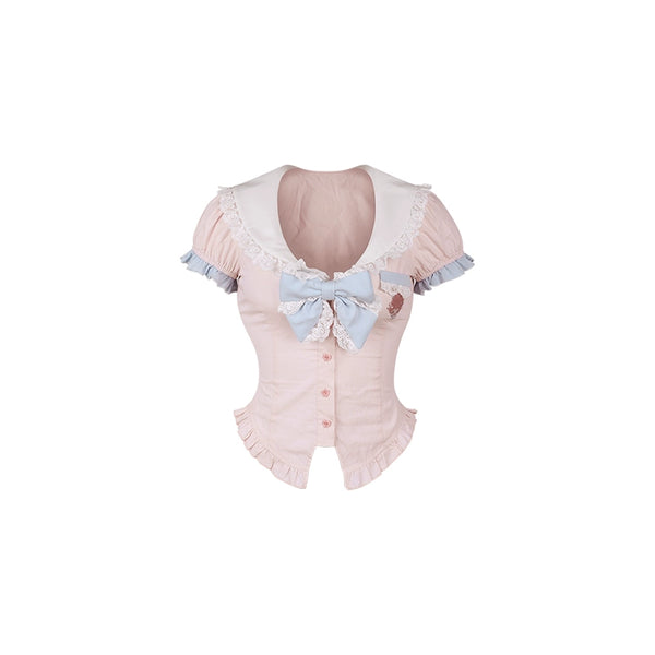 Sea Salt Sweetheart Sailor Collar T-Shirt + Blue Short Skirt