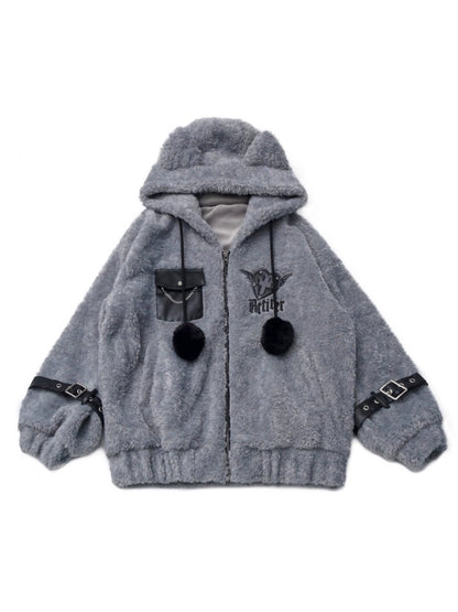 パッチワークファーフードコート+パンツ+シャツ+スカート+レッグカバー