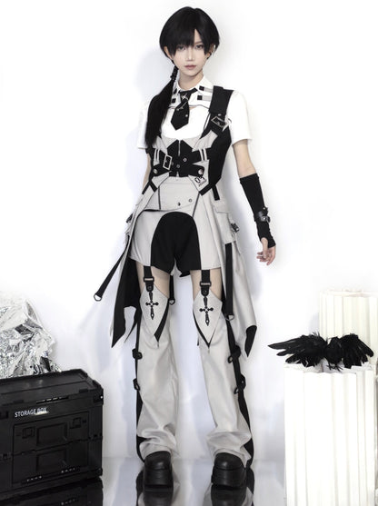 Cyber Dark Mode Vest + Top + Tie + Leg Warmers + Pants + Skirt