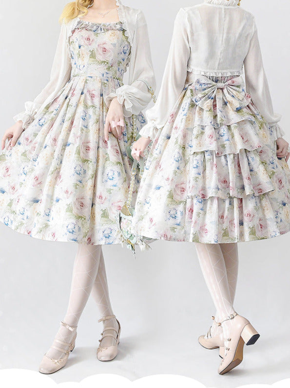 Forest Basket Elegan Trochrasic Lolley Ta Dress + Cardigan