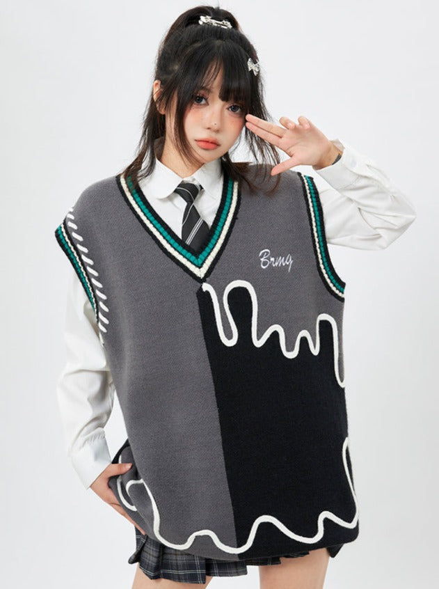 Ice Bicolor Knit Sweater Vest