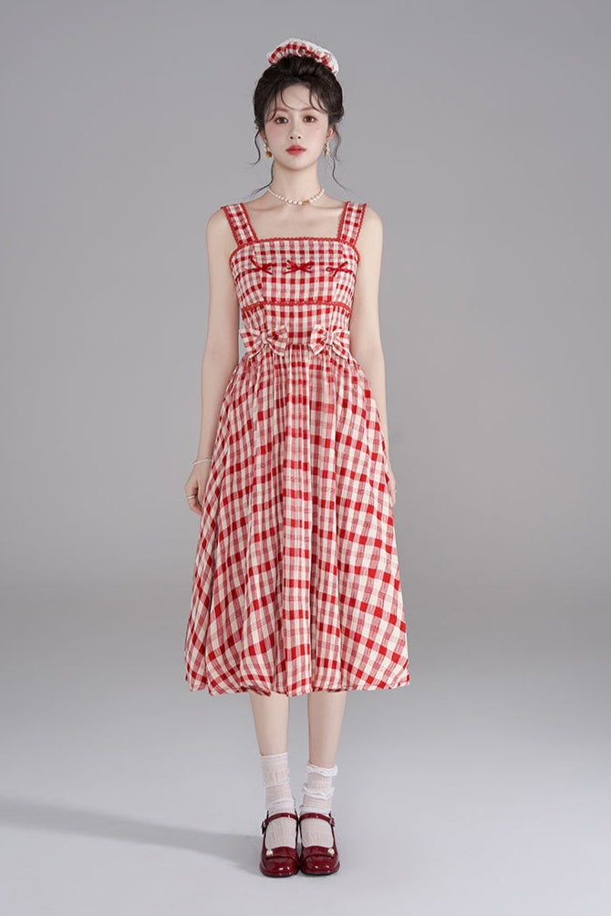 Sleeveless Checkered Summer Dress