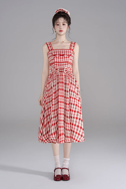 Sleeveless Checkered Summer Dress