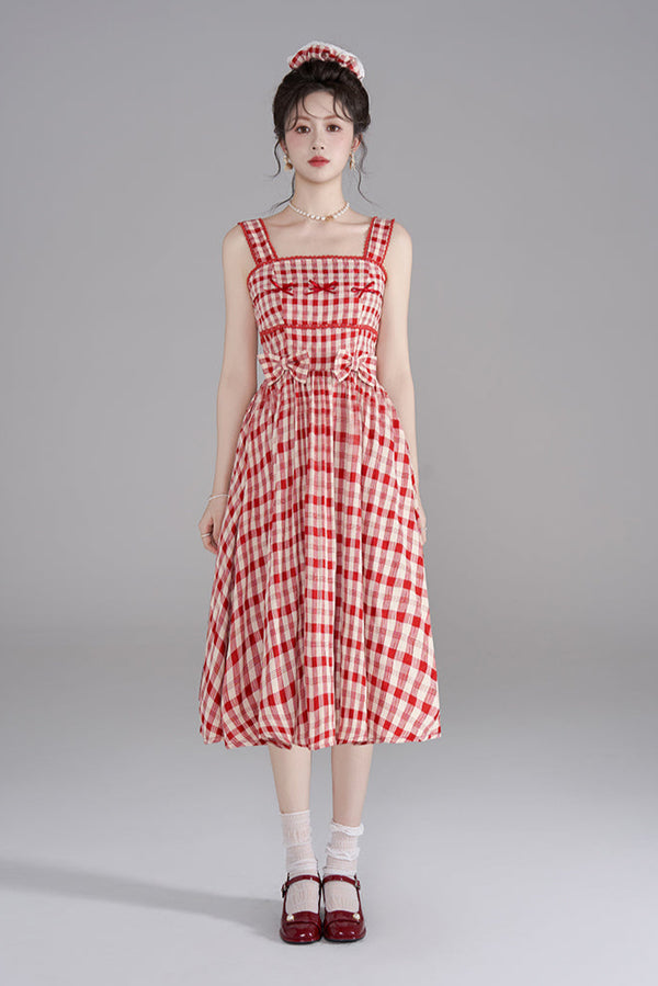 Sleeveless Checkered Summer Dress
