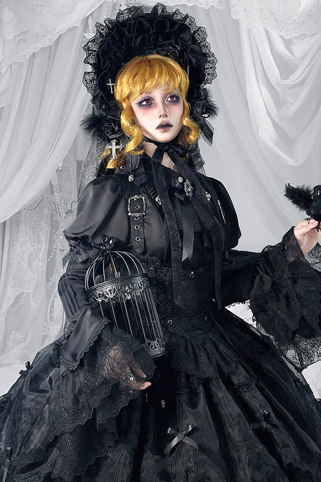 【12月8日予約締切】Black Mist Banquet ゴシックエンブロイダリーゴージャスビスチェドレス＋セットアップ