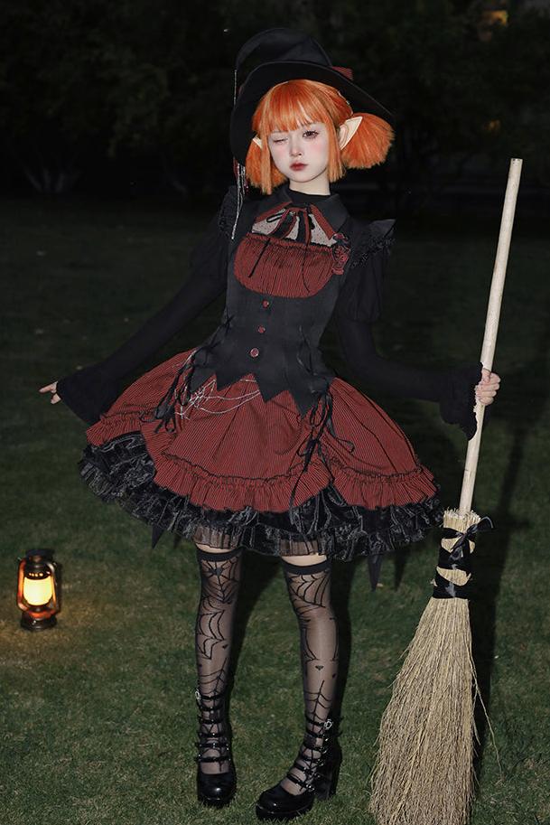 [Vorbestellschluss 8. Mai] Schmales ärmelloses Halloween-Gothic-Kleid im Zaubertrank-Stil