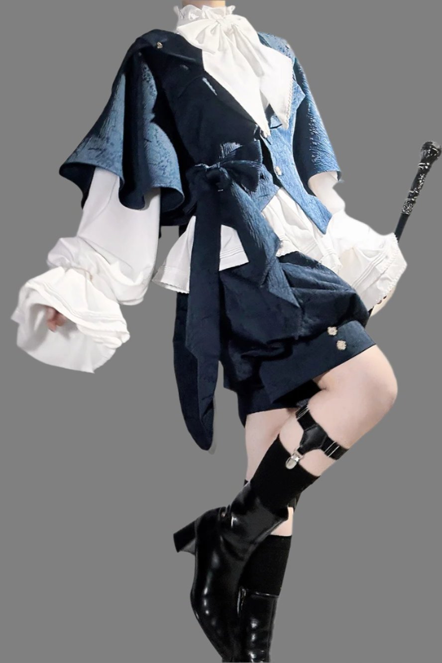 [Reservation deadline on September 28] Sapphire Blue Bunny Ears Cape Jacket + Vest + Shorts