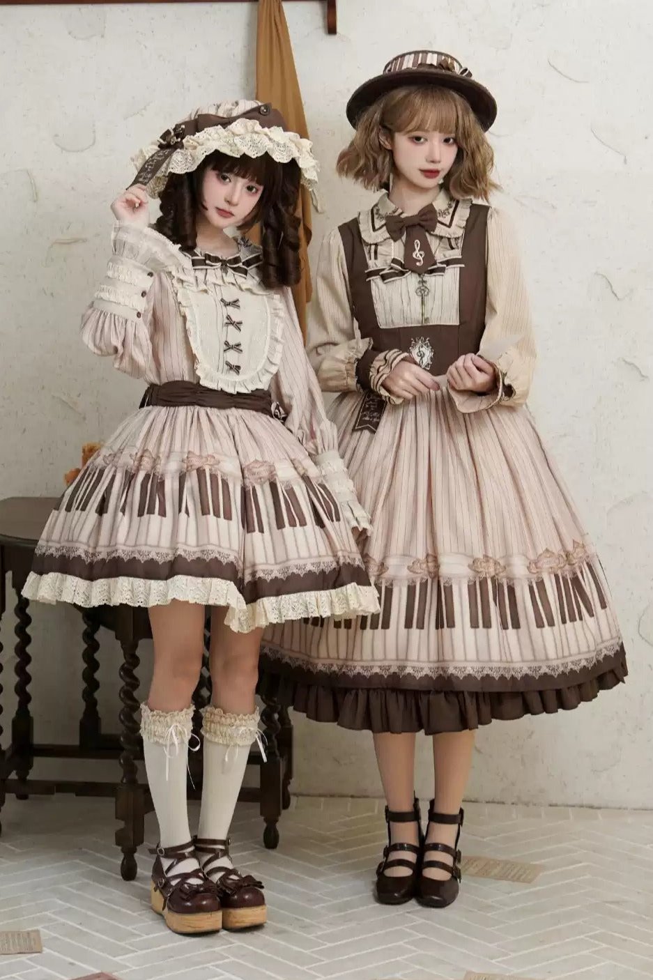 Elegant Classical Piano Print Lolita Dress + Setup + Accessories