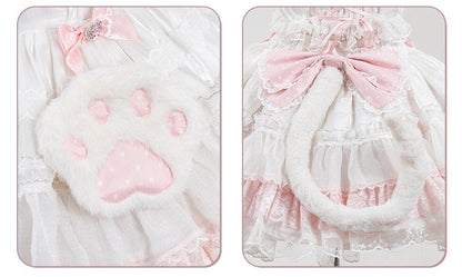 [Pre-order] Cat Girl Cat Ear Lace Ribbon Dress Full Set + Cat Ear Headband