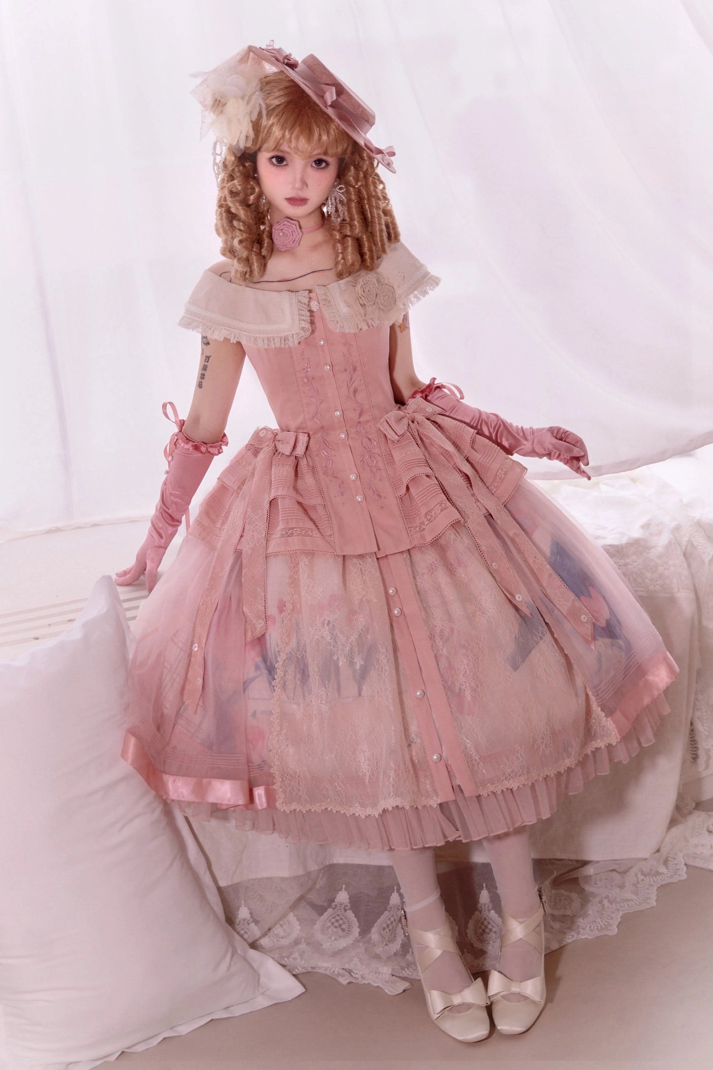 [Reservation product] French Rose Elegant Split Princess Dress Suit