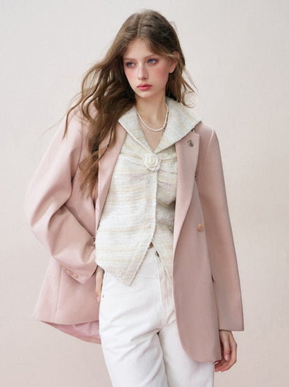 甜美粉色法式外套