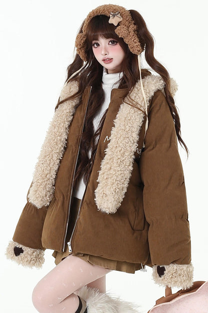 Corduroy Bow Plash Scarf Jacket