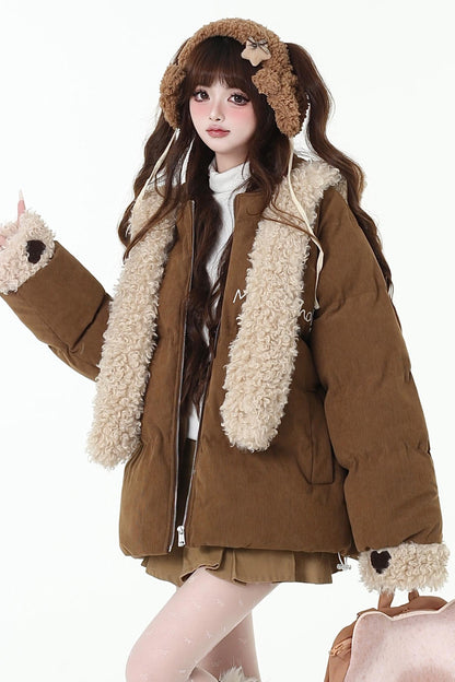 Corduroy Bow Plash Scarf Jacket