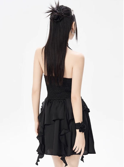 Halter neck Black Elegal Taletical Arade Dress