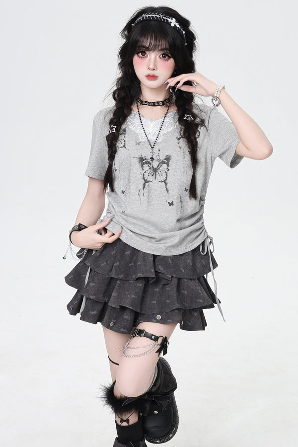 クレイジーガールバタフライシークレットレースアップトップス