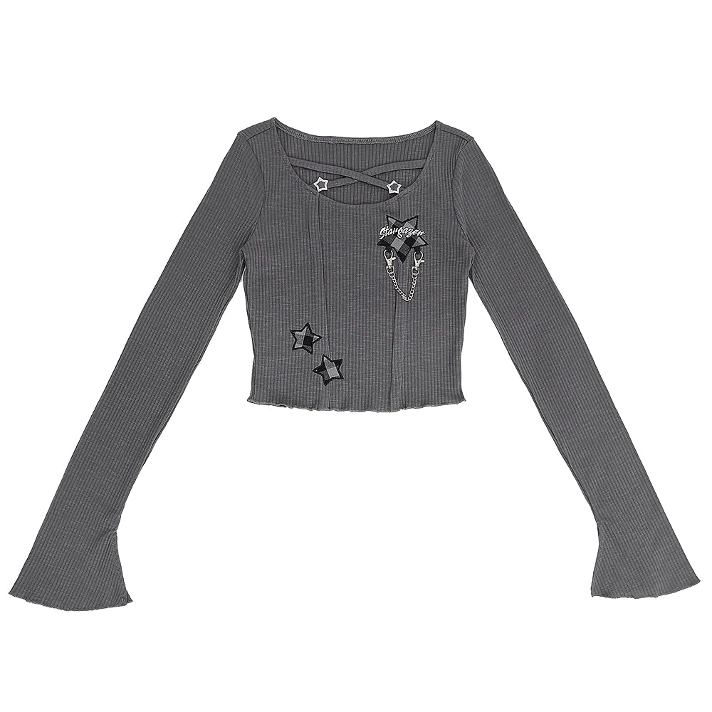 アビースリムショートトップス+チェックレーススカート