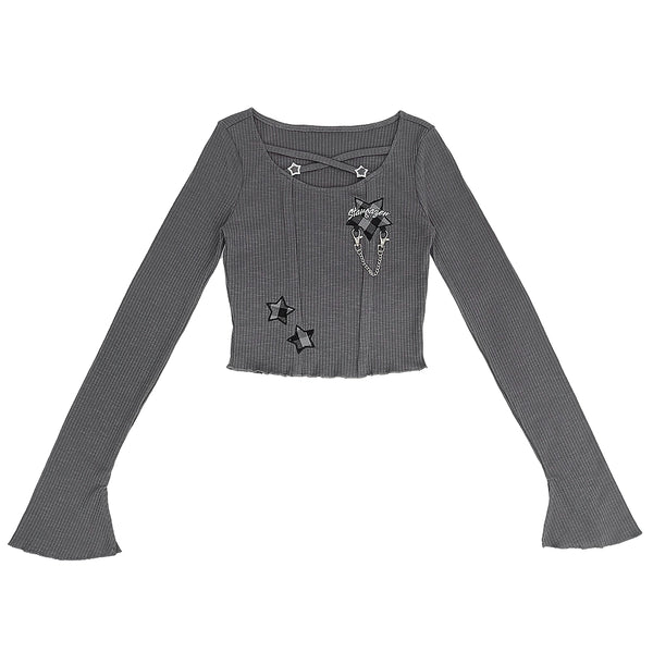 アビースリムショートトップス+チェックレーススカート