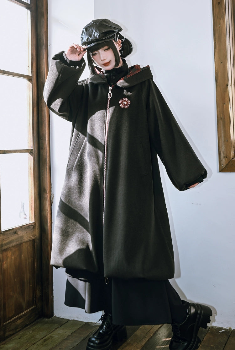 フローラルツイードフーデッドコート