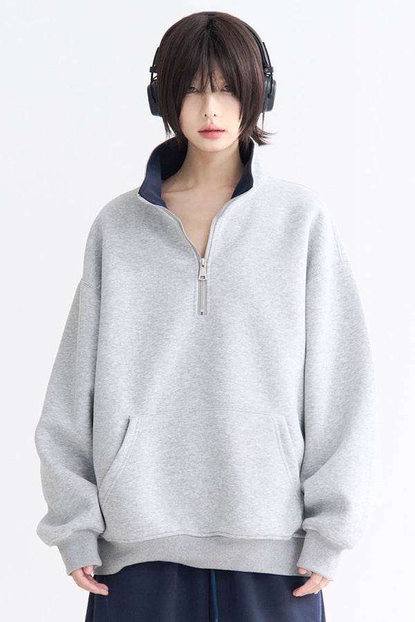 High Neck Half Zip Pullover