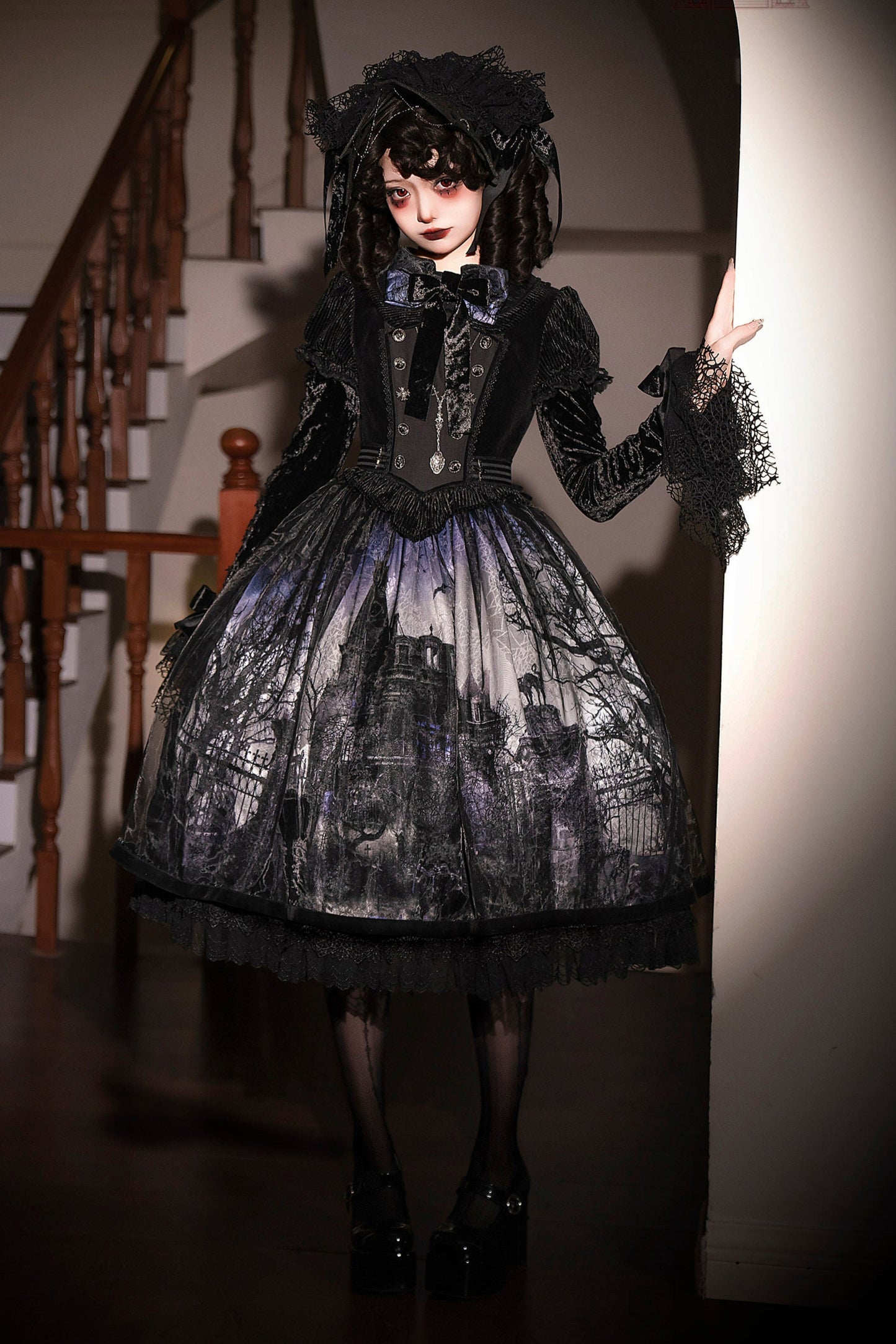 [Deadline for reservation: February 23rd] Horror House Spider Web Gothic Cape Dress