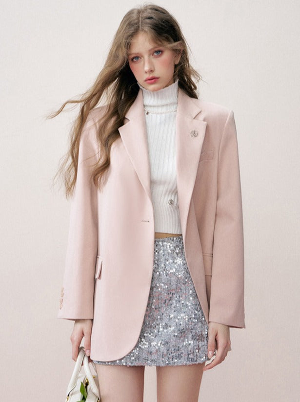 甜美粉色法式外套