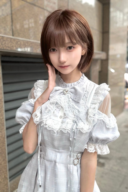 【予約商品】エンジェルグレーブルーチェックワンピース