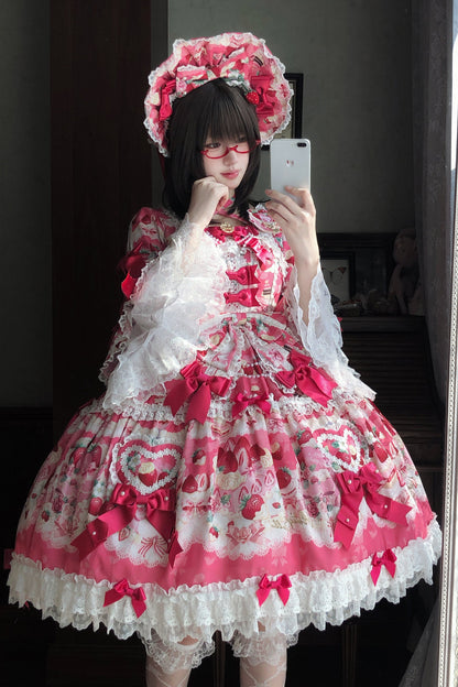 【2月27日予約締切】ストロベリーアンティークドールドレス＋フルセット＋ボンネット＋カチューシャ
