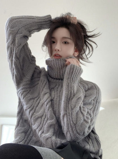 Sweet High Neck Cable Knit