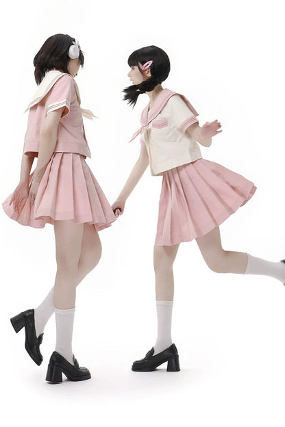 スイートミルキーセーラートップス+プリーツスカート