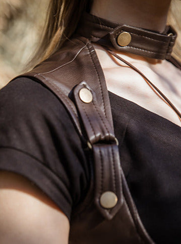 Steampunk leather riveted waist vest