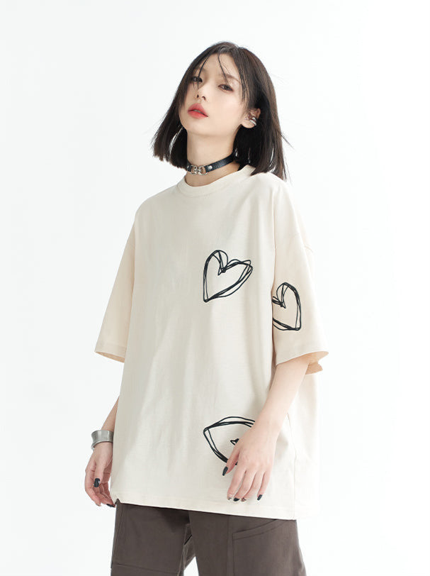 Printed Drop Shoulder Loose T-Shirt