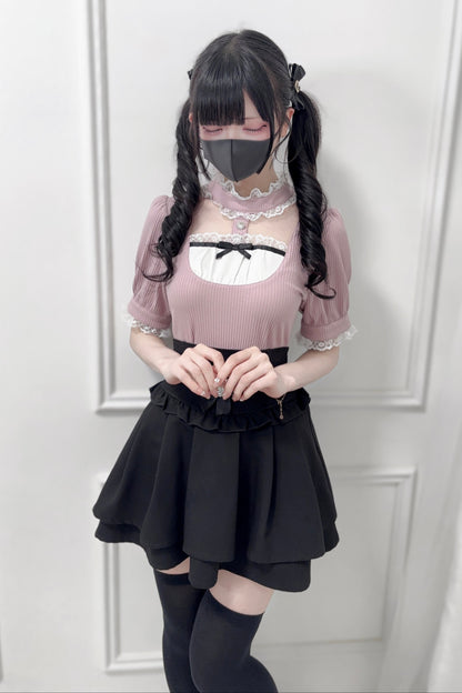 【予約商品】ゴシック地雷リボンカラートップス