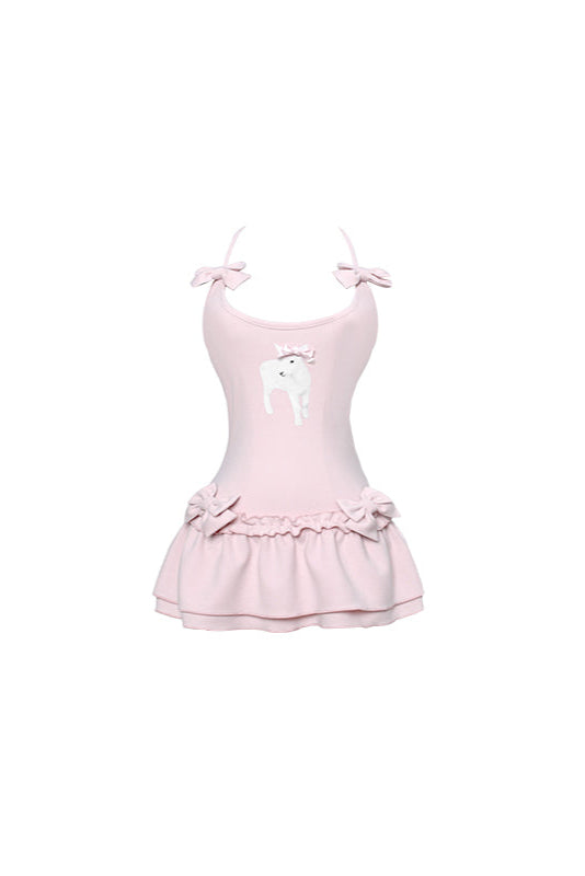 スイートオフショルダートップス＋キャミソールワンピース＋ショートパンツ