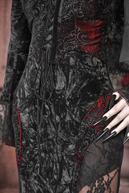 Blood Peak Gothic Dark Velvet Long Dress