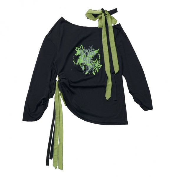 ワンショルダーアシメトップス+バルーンスカート