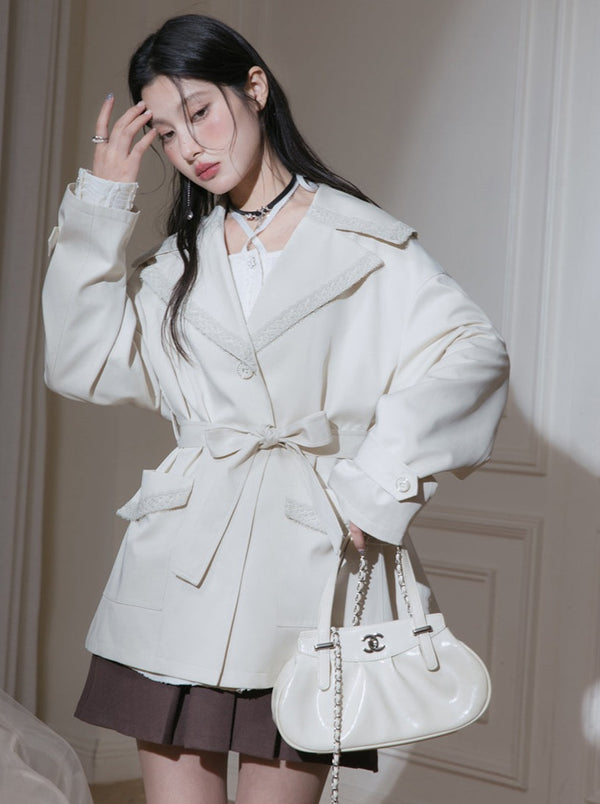 Applicable color ribbon windbreaker jacket