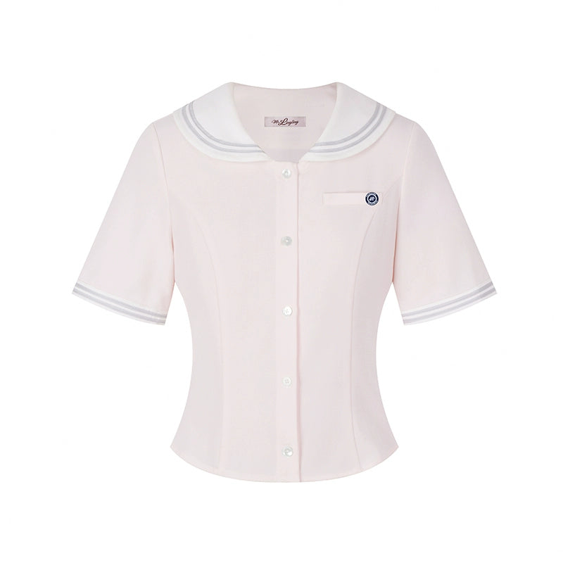 ドールカラートップス＋プリーツスカート＋リボン