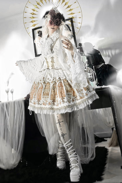 【9月28日予約締切】Gothic Lolita Stained Glass Lace Ruffle Corset JSK Dress
