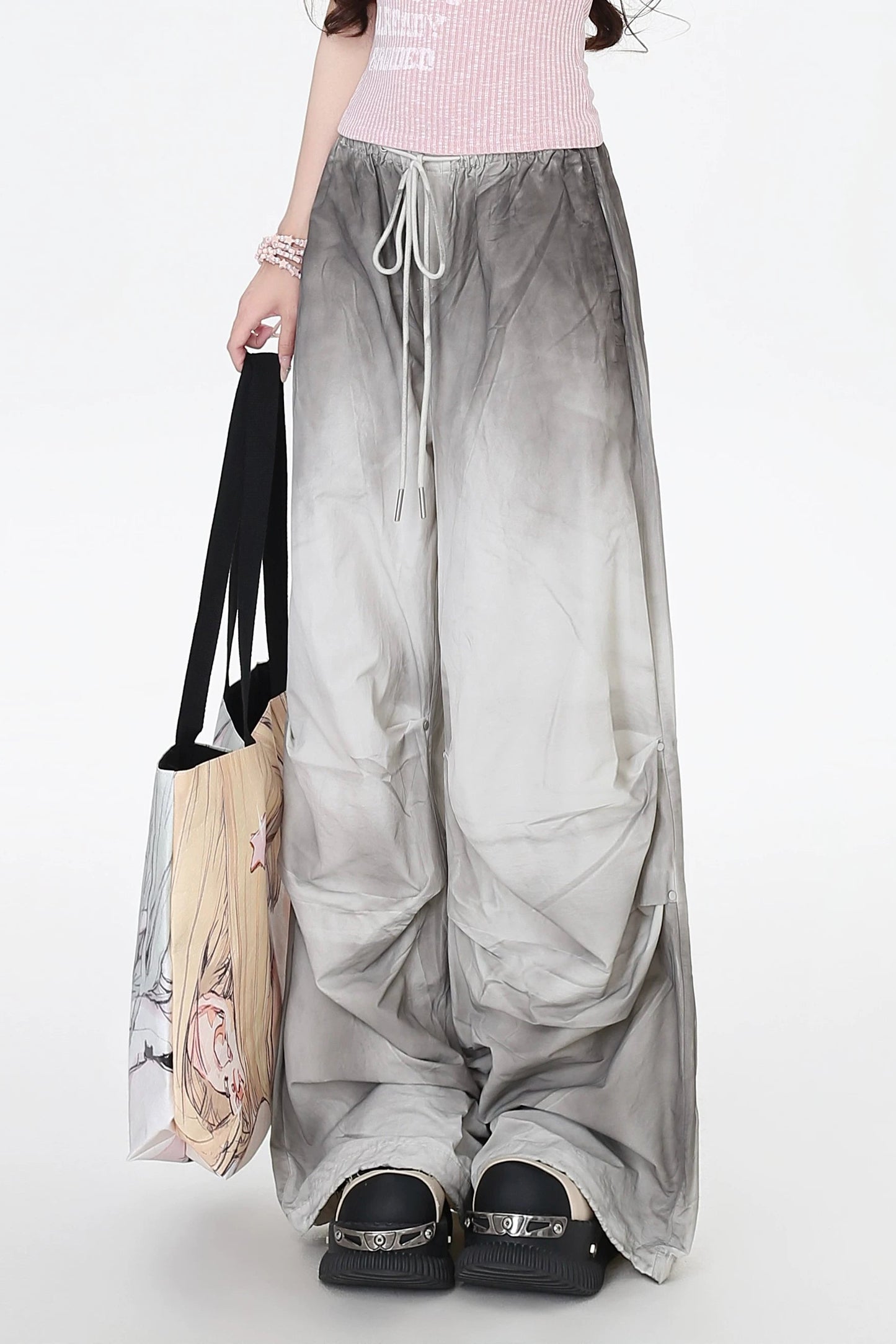 シルバーグレーグラデーションルーズパンツ