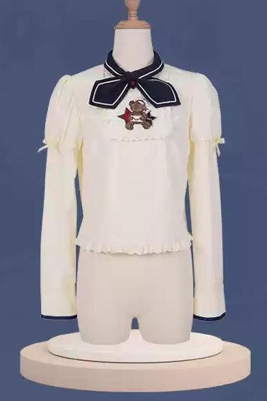 [Reservation deadline on October 8] Navy Bear Original Lolita Fake Two Piece Dress + One Piece + Tops + Suspender Dress