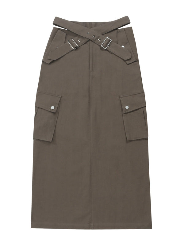 Cross west design long cargo skirt