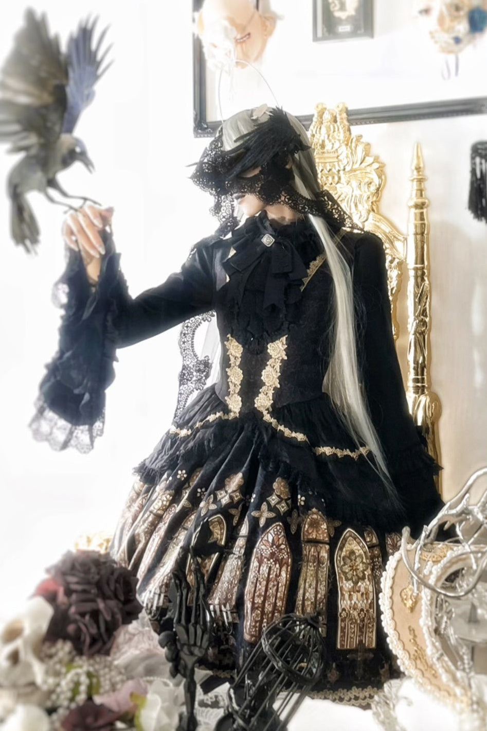 【9月28日予約締切】Gothic Lolita Stained Glass Lace Ruffle Corset JSK Dress