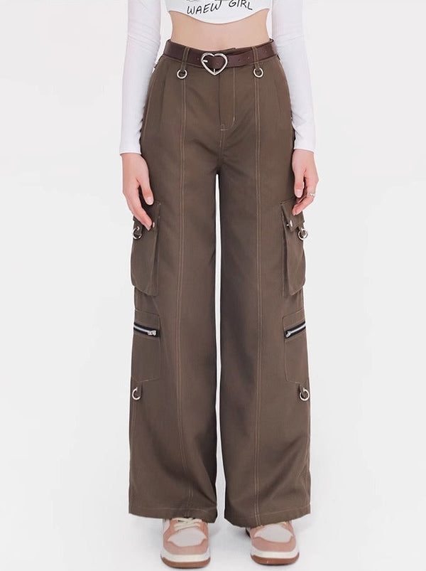 Cool Stitch Line Street Wide Leg Casual Pants