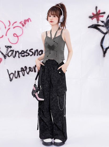 Tie-dye Corduroy Loose Wide Leg Pants