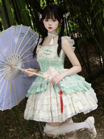 Flower Frilled Chinese Lolita Dress