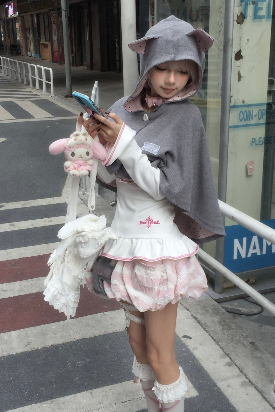 Pink Cat Ear Poncho Coat